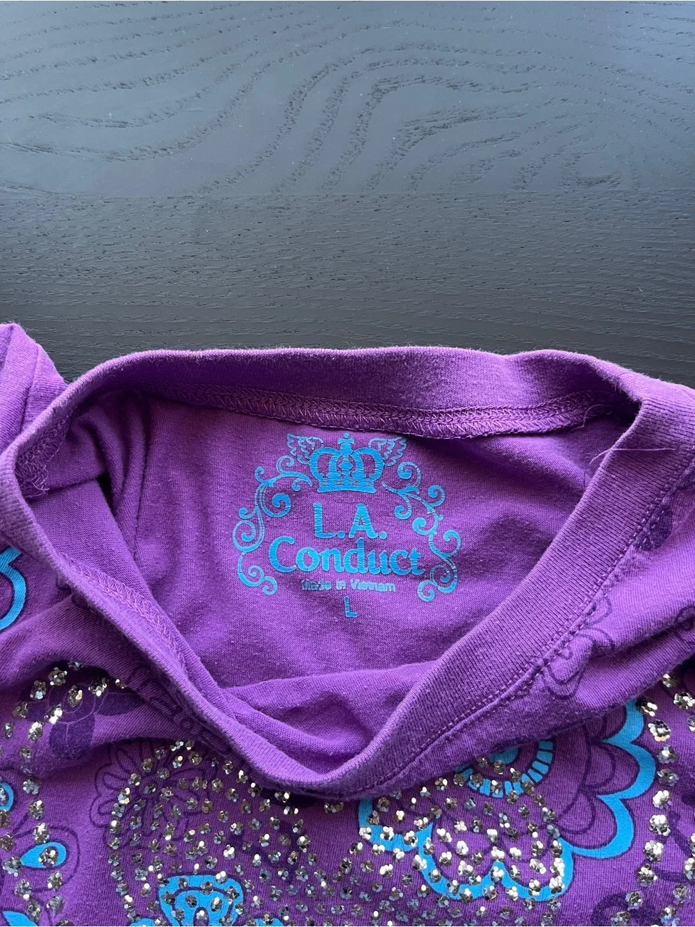 Kids Purple Short Sleeve Tee with Rhinestone Heart
